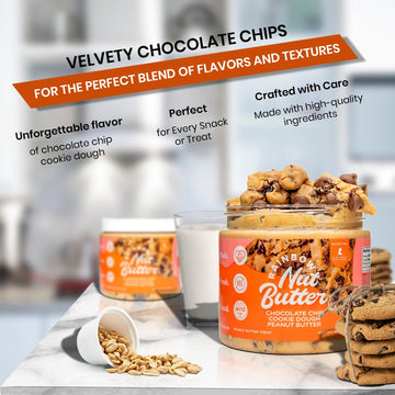 Rainbow Nut Butter, Chocolate Chip Cookie Dough Peanut Butter, White & Milk Chocolate, High Protein Flavored Nut Butter, (16 Oz
