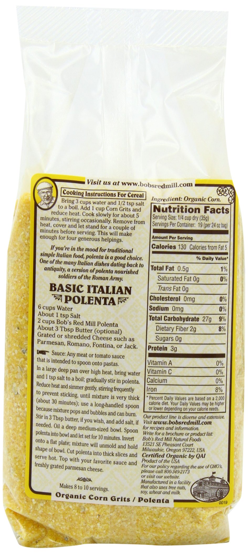 Bob'S Red Mill Organic Corn Grits/Polenta, 24 Oz, Pack Of 4