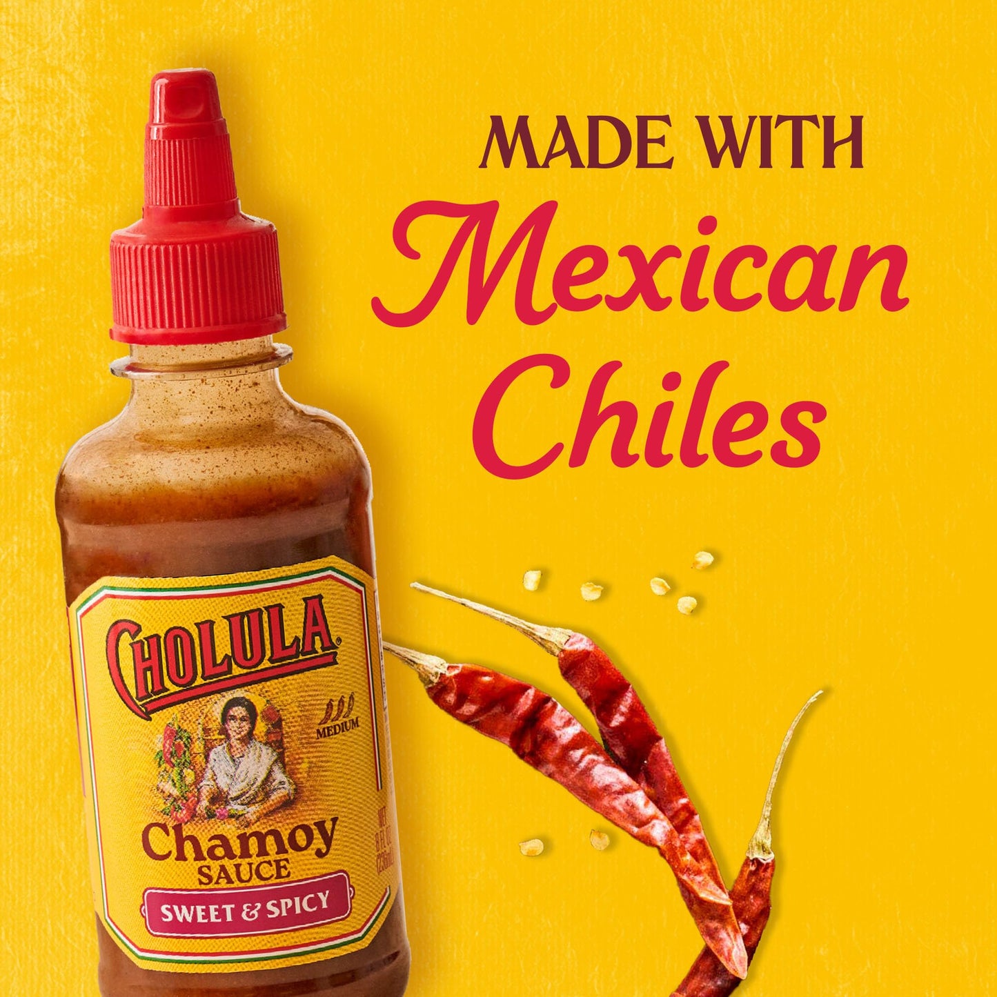 Cholula Chamoy Sauce, Sweet & Spicy, Tangy Drizzle Sauce with Arbol Chiles and Sweet Hibiscus, For Fruit, Cocktails, Desserts an