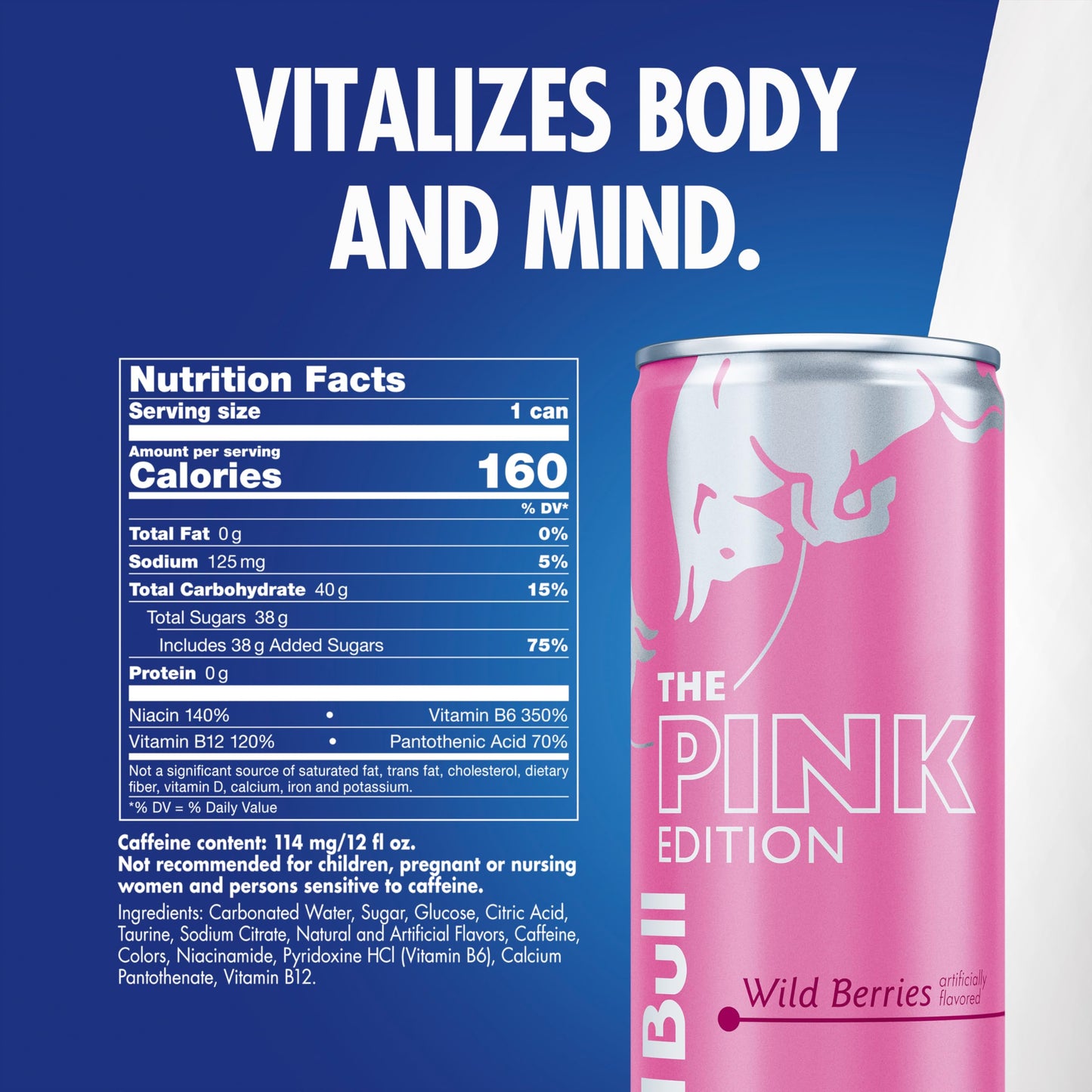 Red Bull Wild Berries Pink Edition Energy Drink, 114 mg Caffeine, 12 Fl Oz, Pack of 24 Cans