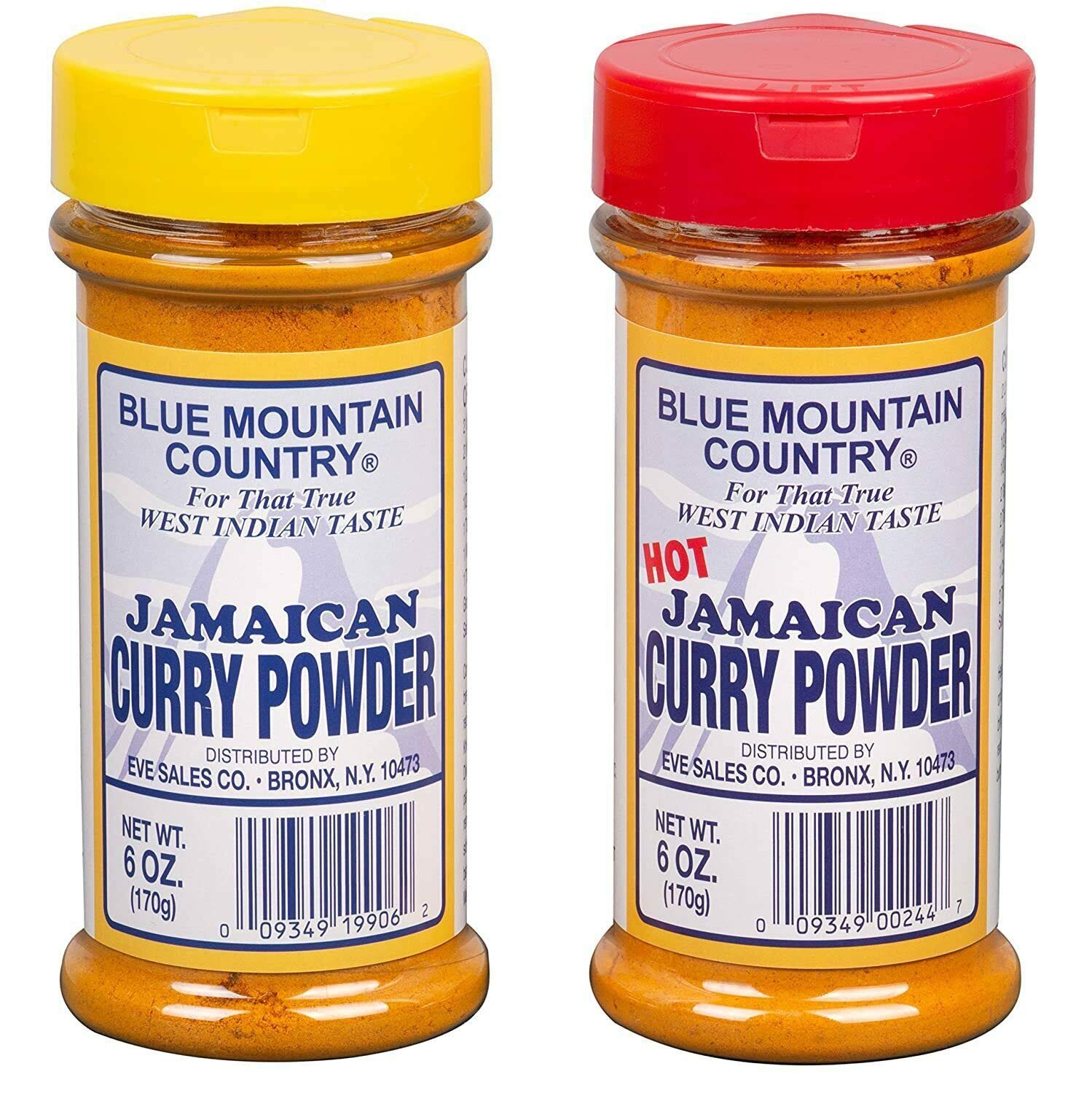 Blue Mountain Country Jamaican Curry Powder & Hot Jamaican Curry Powder Duo Pack - 6 Oz | Authentic West Indian Spices For Meat  Seafood  Vegetables & More