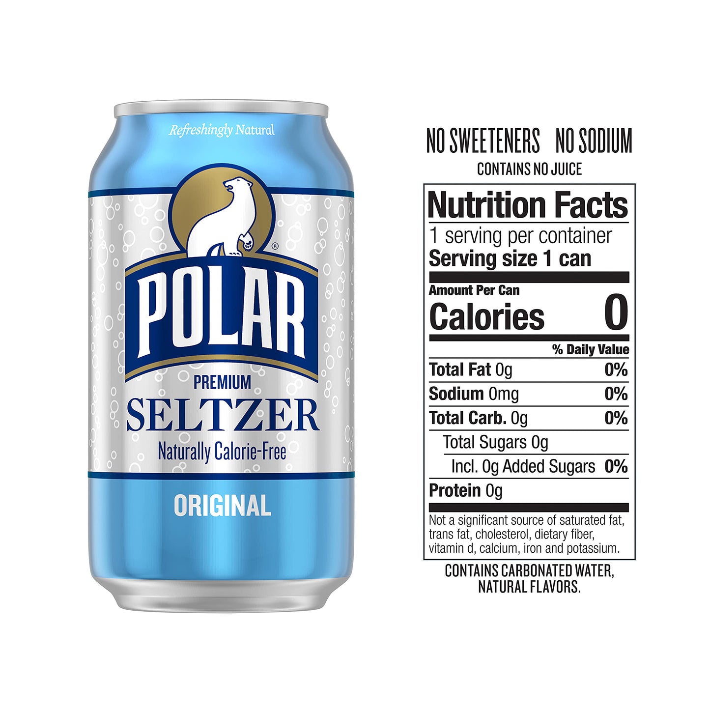 Polar Seltzer Water Original, 12 Fl Oz Cans, 18 Pack