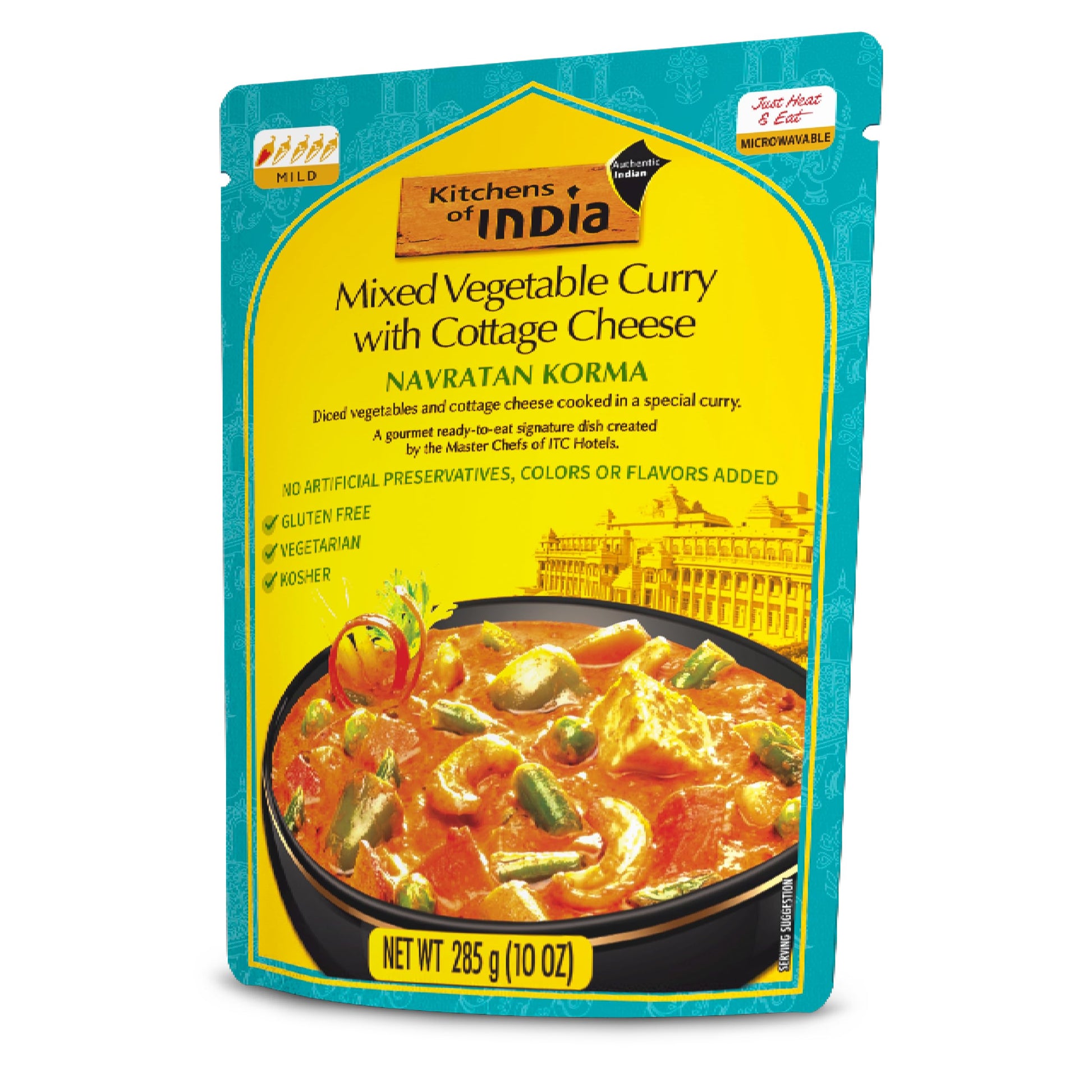 Kitchens Of India Ready To Eat Navratan Korma, Mixed Vegetable Curry & Cottage Cheese, 10-Ounce Boxes (Pack of 6)