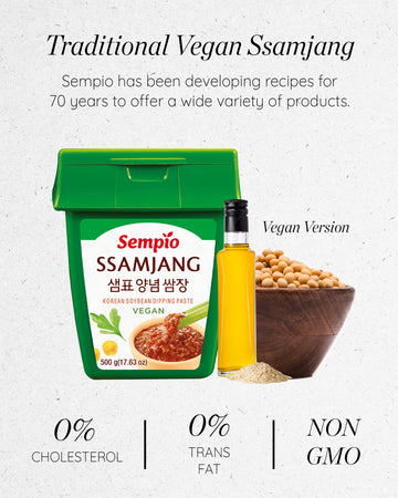 Sempio Vegan Ssamjang – Mild Seasoned Soybean Paste, Dipping Sauce For Korean Bbq, Meat And Vegetables, Mix Of Gochujang & Doenjang, Savory Condiment With Peppers (17.6Oz / 500G, Vegan, Non-Gmo)
