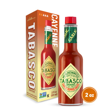 Tabasco Brand Cayenne Garlic Pepper Sauce, Mild Hot Sauce, Glass Bottle, Smoky & Zesty Blend With Savory Garlic, Bold Flavor, Gr