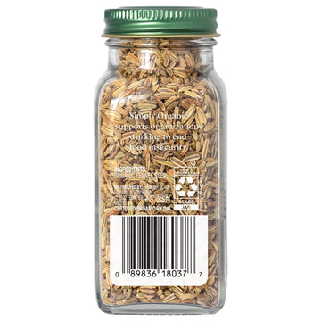 Simply Organic Fennel Seed, Certified Organic | 1.9 oz | Pack of 6 | Foeniculum vulgare Mill.