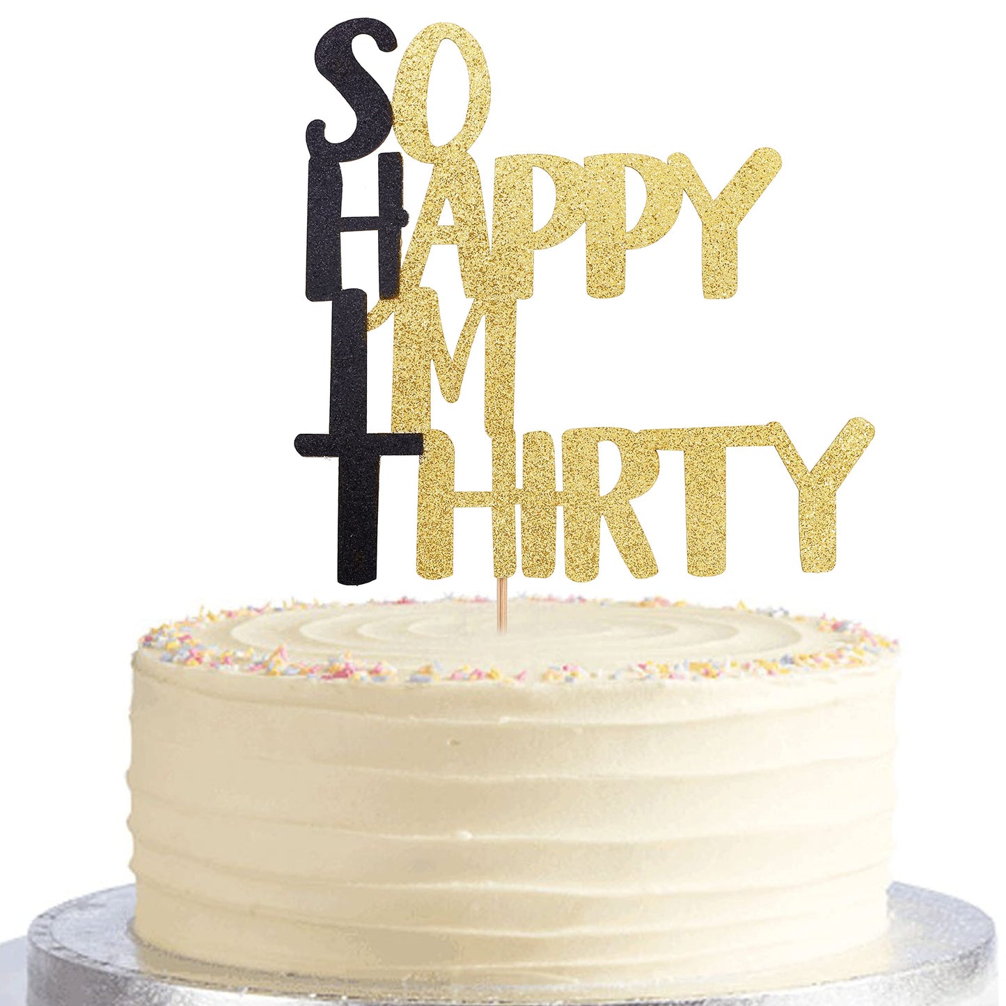 So Happy I'M Thirty Cake Topper - 30Th Birthday Cake Topper, Fabulous Birthday Cake Party Decorations.Black Men'S And Women'S 30