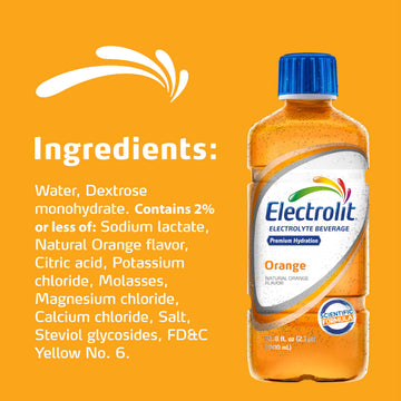 Electrolit Hydration Electrolyte Drinks, Sports Beverages With Electrolytes, 6 Pack (Orange)
