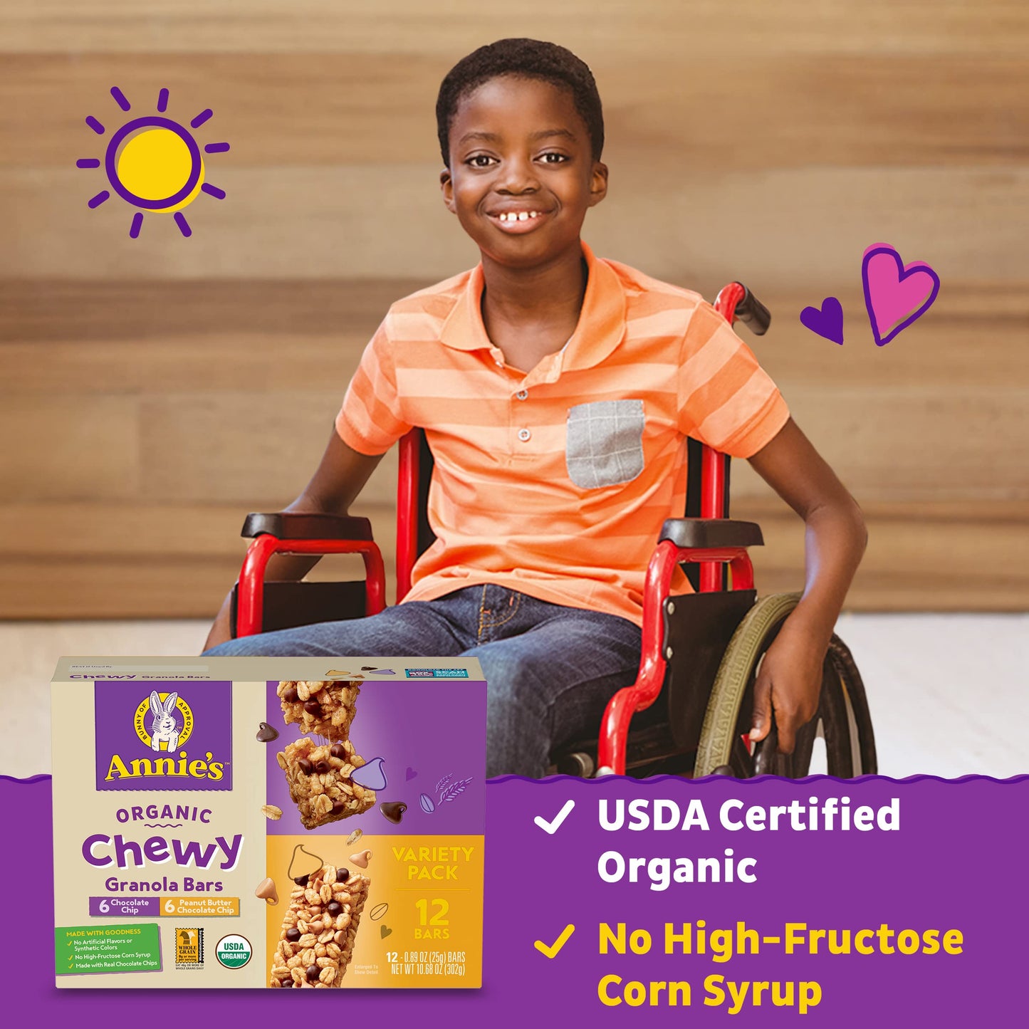Annies Organic Chewy Granola Bars, Peanut Butter Chocolate Chip, 12 ct