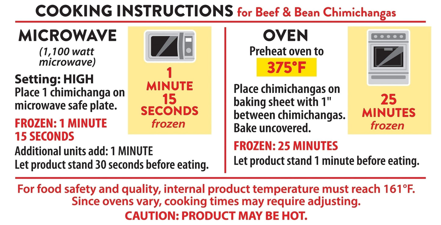 El Monterey Beef and Bean Chimichangas, 32 Oz