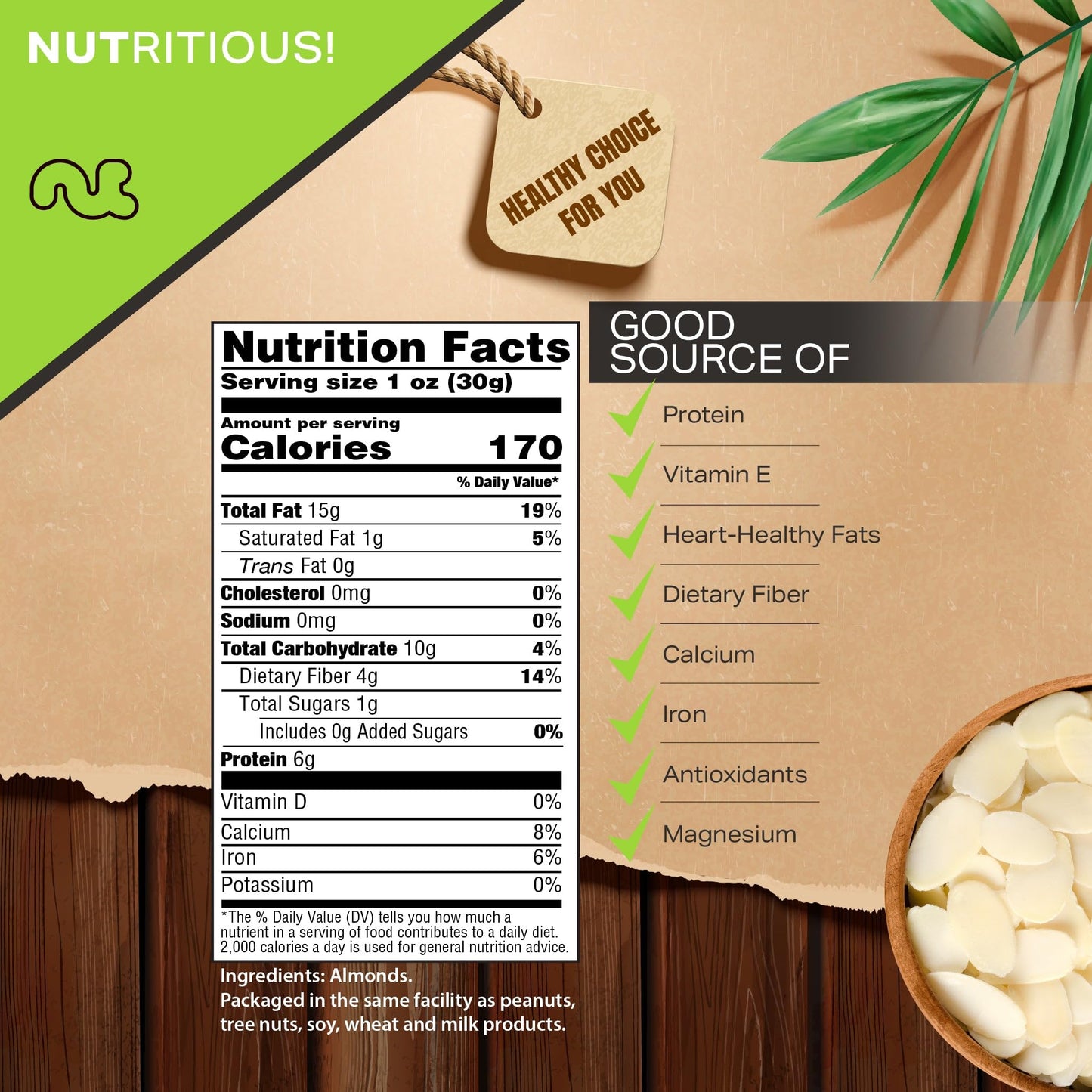 Nut Cravings - Blanched Sliced Almonds - Raw, (16Oz - 1 Lb) Packed Fresh In Resealable Bag - Nut Snack - Healthy Protein Food, A
