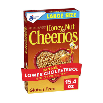 Honey Nut Cheerios Cereal, Limited Edition Happy Heart Shapes, Heart Healthy Cereal With Whole Grain Oats, Large Size, 15.4 Oz