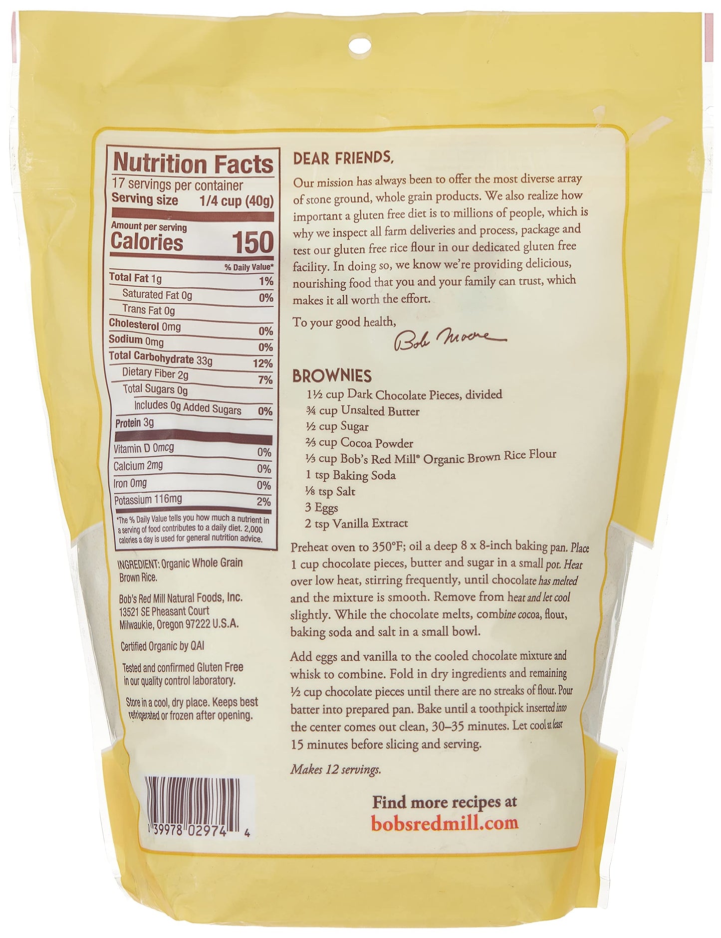 Bobs Red Mill Organic Brown Rice Flour 24 Oz