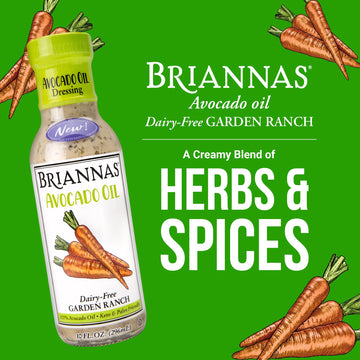 BRIANNAS - Avocado Oil Dairy-Free Garden Ranch Dressing - Nutrient Rich, No Sugar, Keto Friendly Salad Dressing made with 100% A
