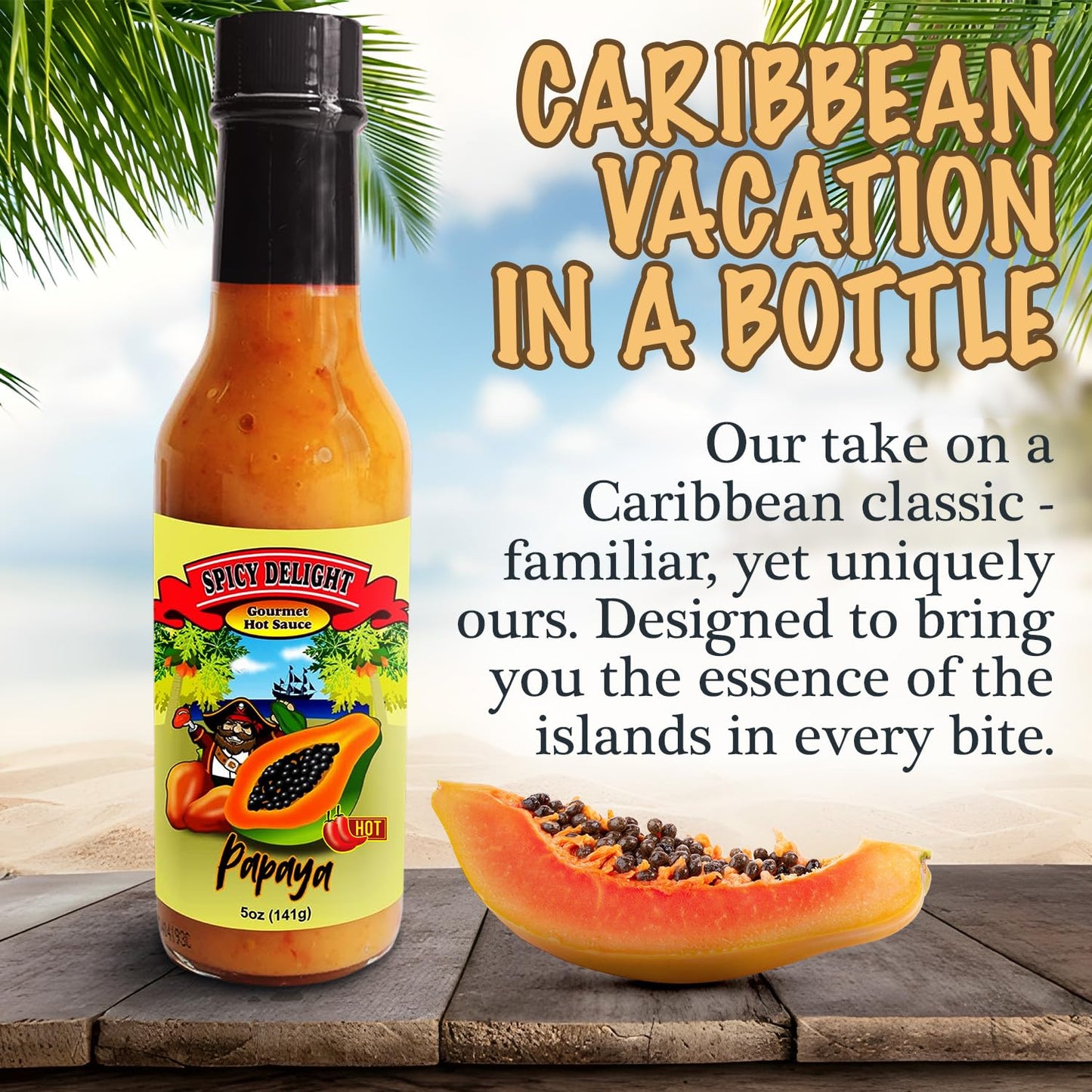 Flavor Pirate Spicy Delight Aruba Habanero Hot Sauce – Ultra Spicy Gourmet with Real Fruit & Peppers, 5 oz Bottle
