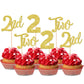 24 PCS 2nd Birthday Cupcake Toppers Glitter Second Birthday Two Cupcake Picks Number 2 Cake Toppers for Baby Shower Kids 2nd Bir