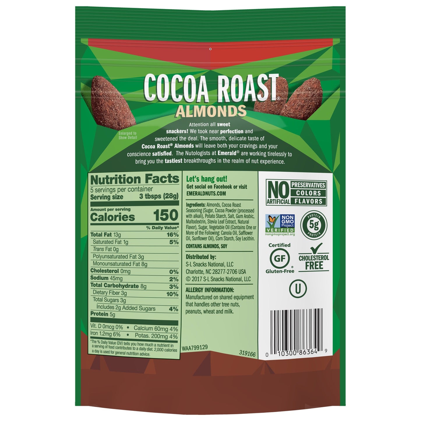 Emerald Nuts, Cocoa Roast Almonds Variation (5 Ounce (Pack of 4))