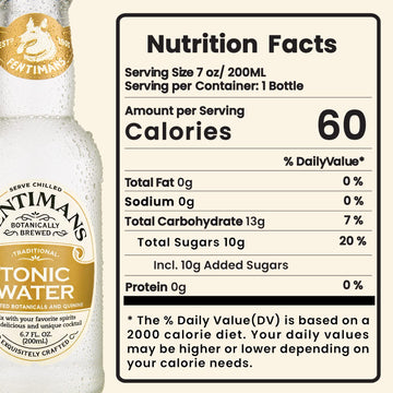 Fentimans Sparkling Tonic Water - Crafted Tonic Water With Quinine, All Natural Mixer, No Artificial Flavors, Preservatives Or S