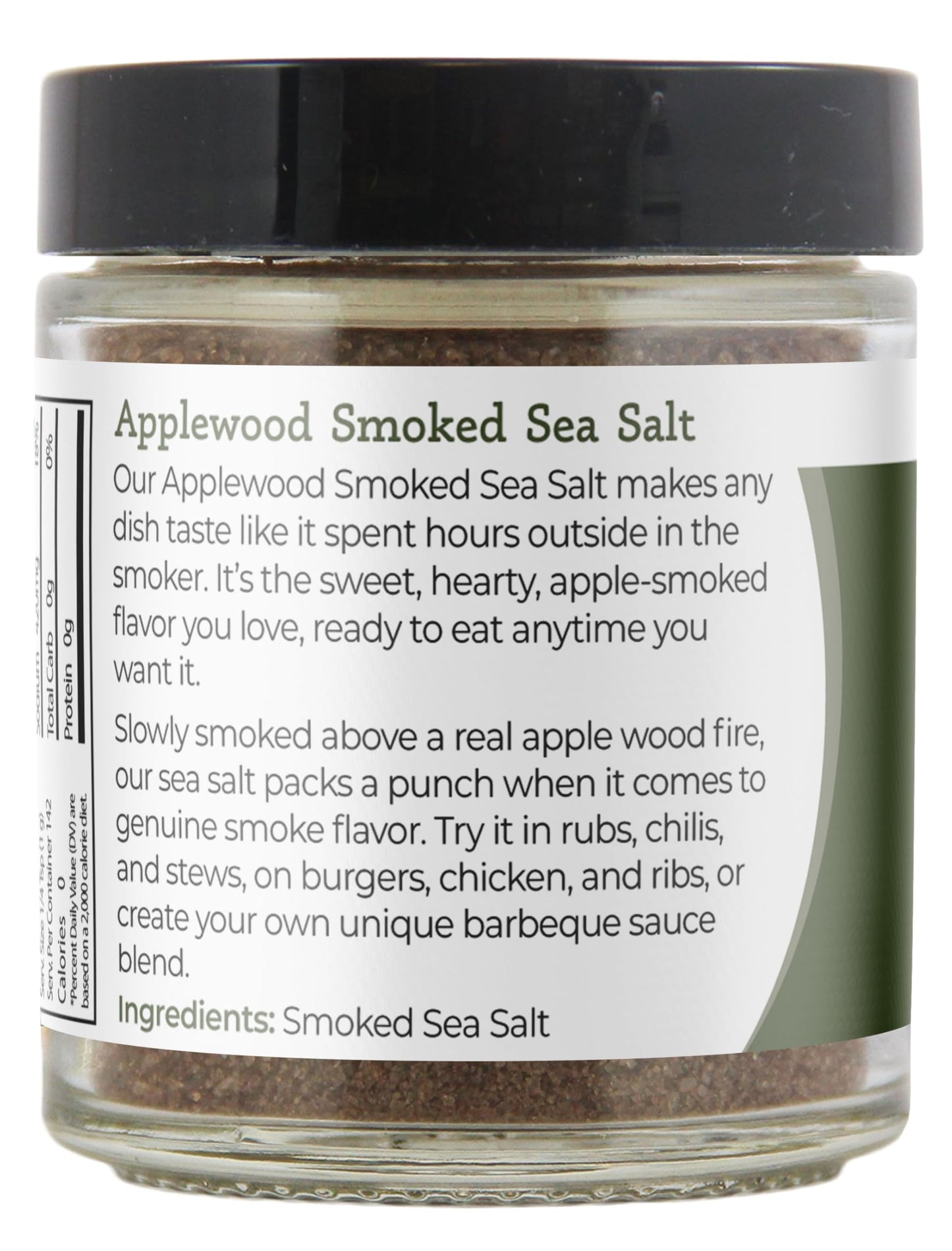 Viva Doria Applewood Smoked Sea Salt, Fine Grain, 5 Oz Glass Jar