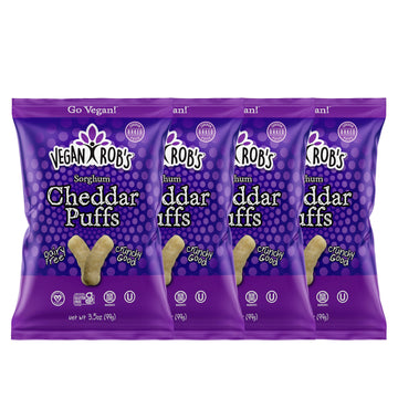 Vegan Robs Cheddar Puffs Tasty Baked Vegan Cheese Bites - Plant-Based Healthy Snacks for Kids & Adults - Dairy Free & Gluten Fr