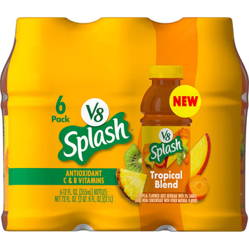 V8 Splash Tropical Blend Juice Beverage, 12 Fl Oz Bottle, Pack of 6