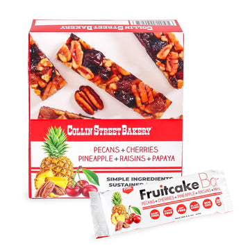 Collin Street Bakery Fruitcake Bar - Chewy Breakfast Bar & On-The-Go Snack - Gluten Free, Soy Free, & Dairy Free Fruit & Nut Bar - Individually Wrapped Soft Snack Bars (1.4.Oz Each) - 12 Pack