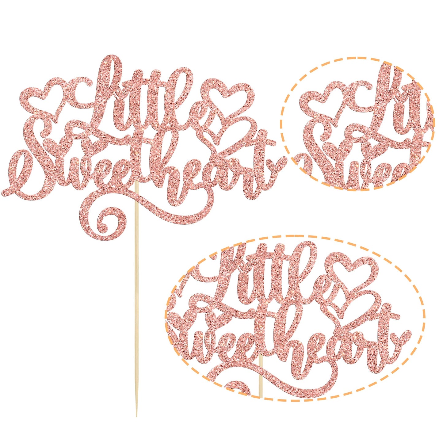 Ephlyn 1Pc Little Sweetheart Cake Topper Pink Glitter Sweet Love Wedding Bridal Shower Valentine'S Day Cake Pick For Valentine'S