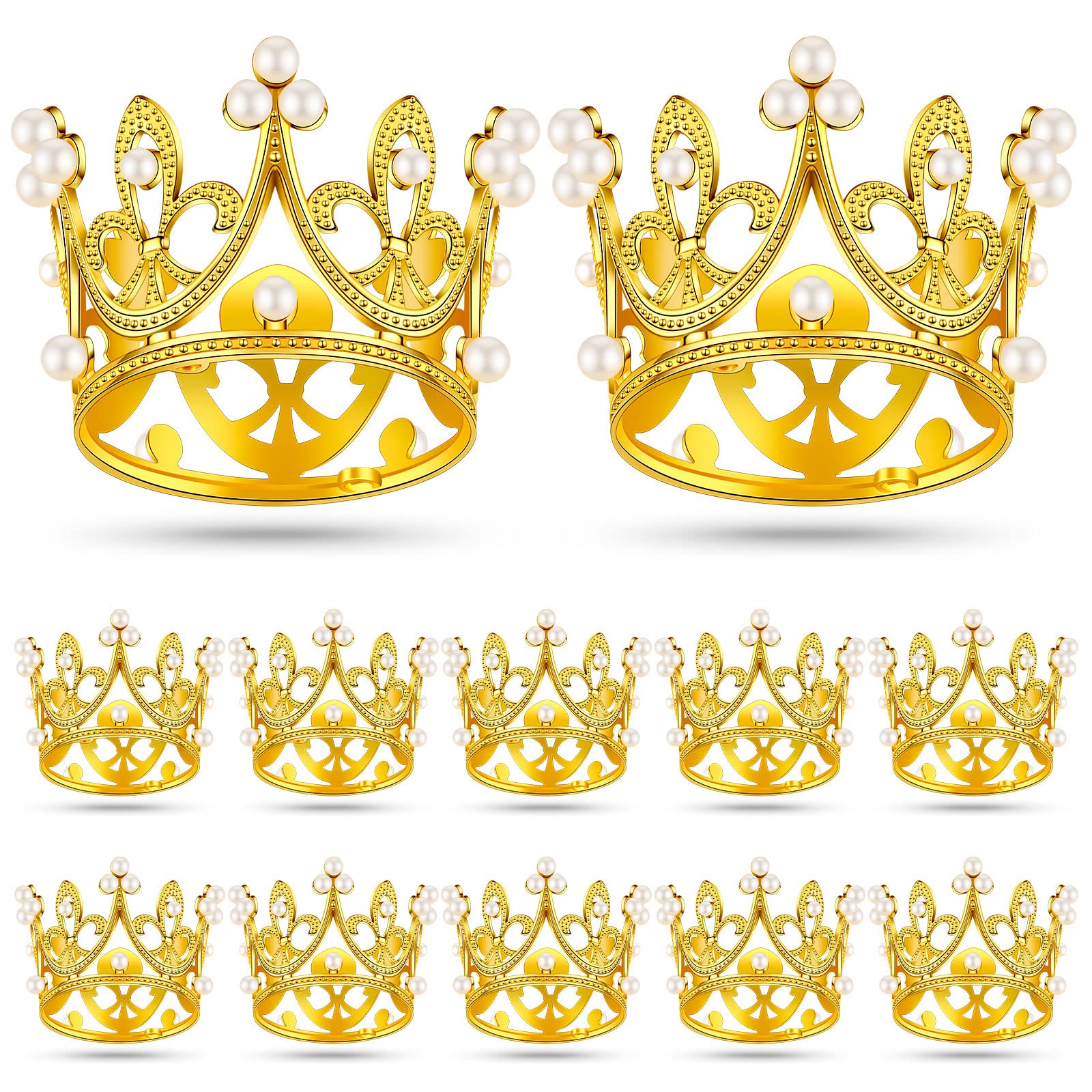 Funrous 12 Pieces Crown Cake Topper Queen Crown Mini Crown Tiny Crown For Cake Topper Princess Decorative Crown Pearl Crystal Ti