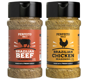 Brazilian Gourmet Seasoning Set for Meat & Poultry - 2 Units - Fresh Garlic, Gluten-Free Blend, Sugar Free, No Preservatives, Pr