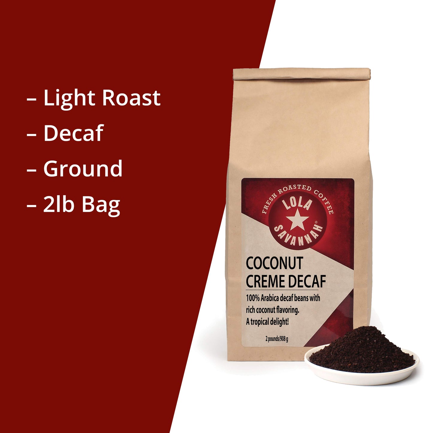 Lola Savannah Coconut Crme Ground Decaf Coffee, 2lb