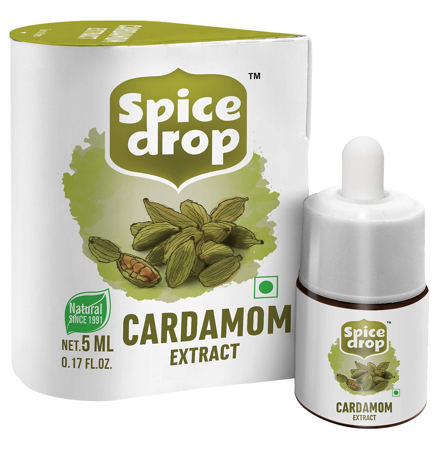 Spice Drop Cardamom Extract - Up To 180 Drops Per Bottle | Tea, Coffee, Cooking, Baking, Dessert | Pure Whole Green Cardamom Pod Extract | No Added Color Or Preservative | Vegan (0.17Oz, Pack Of 1)