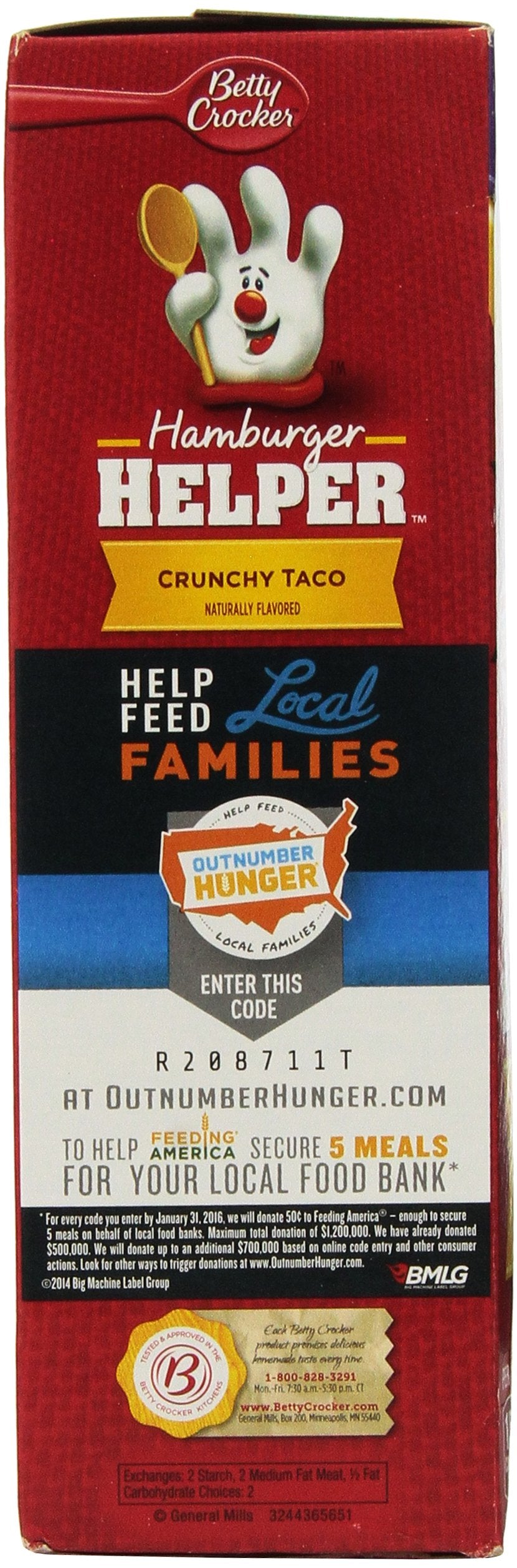 Betty Crocker, Hamburger Helper, Crunchy Taco, 7.5Oz Box (Pack Of 6)