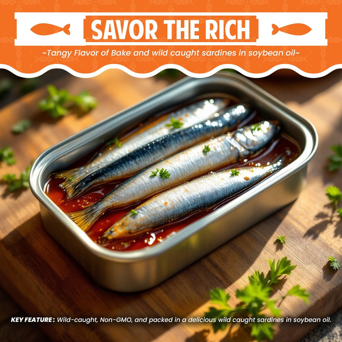 Bake And Tango - Sardines In Soybean Oil - 4.4Oz (Pack Of 12) | Rich In Omega-3, High-Protein, Wild-Caught, Non-Gmo, Gluten-Free