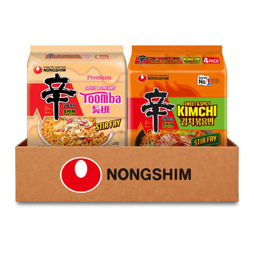 Nongshim Shin Ramyun Toomba & Shin Kimchi Stir Fry Variety Pack, Creamy & Spicy, Viral Toomba Flavored, Tangy Sweet and Spicy Ki