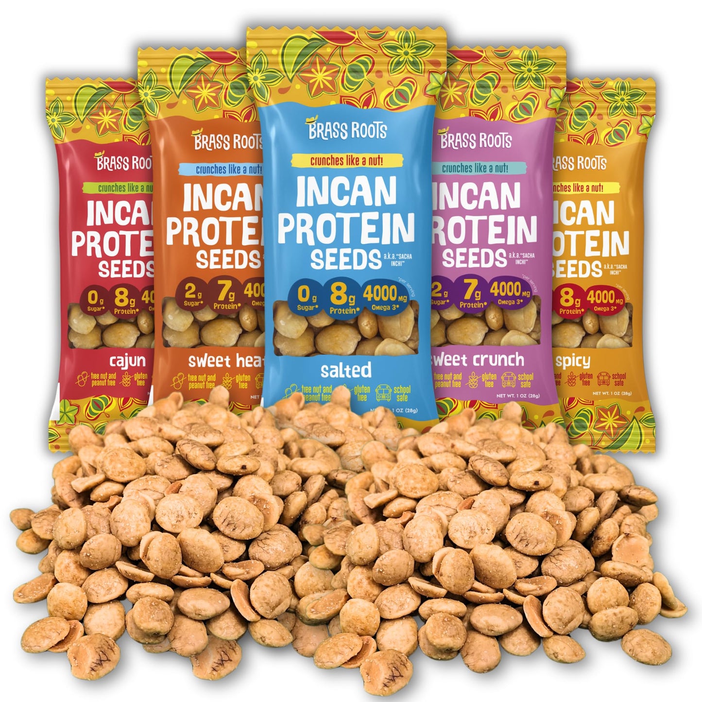BRASS ROOTS Organic Incan Protein Seeds Variety Pack - 5 Total 1 oz, Nut Free, High Omega 3, Supports Gut Health