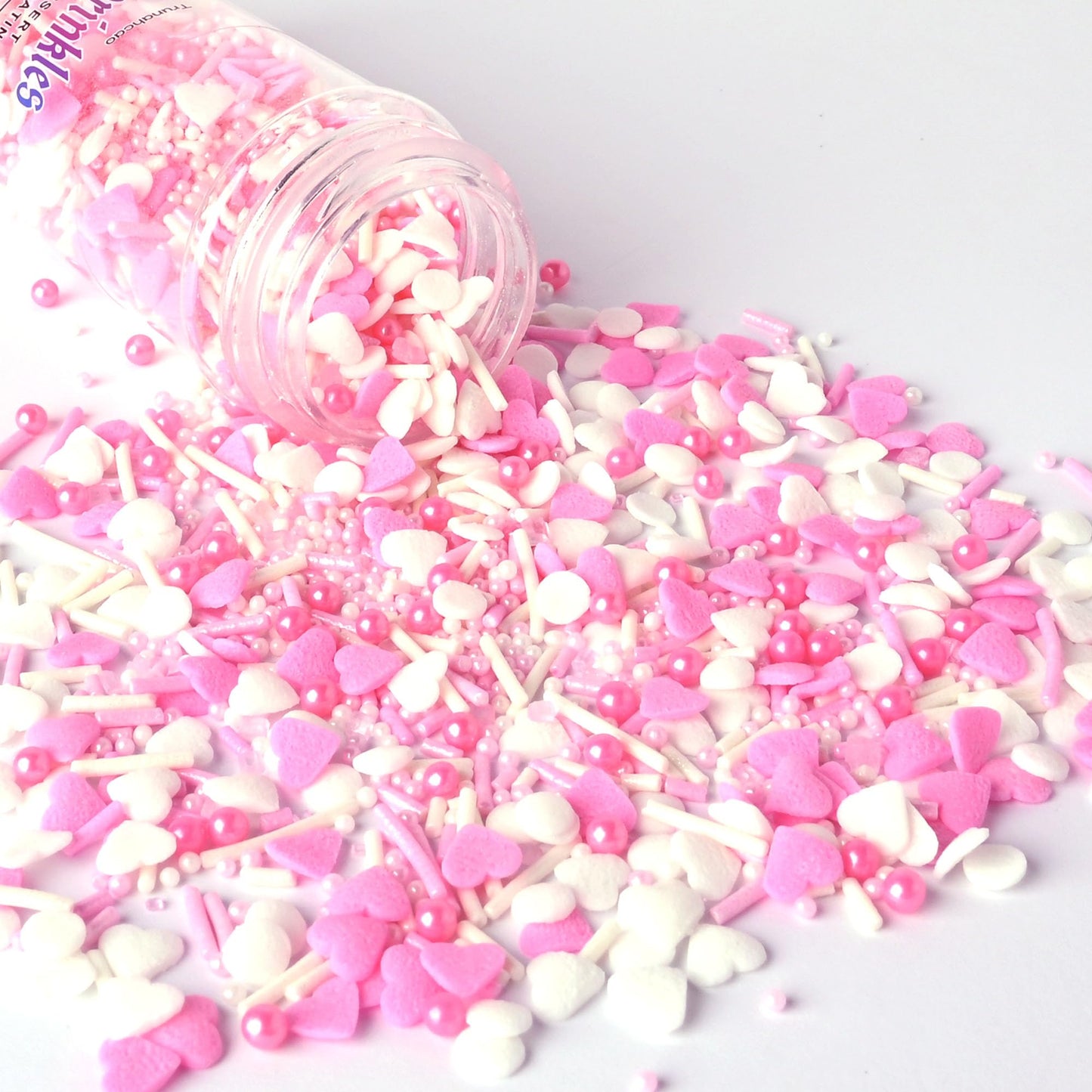 Trunahcao Heart Sprinkles Edible Pink Jimmies Mix for Cakes, Ice Cream, Cookies, Cupcakes