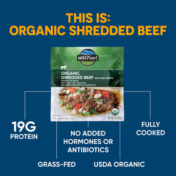 Wild Planet Usda Organic Shredded Beef With Beef Broth And Sea Salt, 3 Oz Pouch (Pack Of 24)