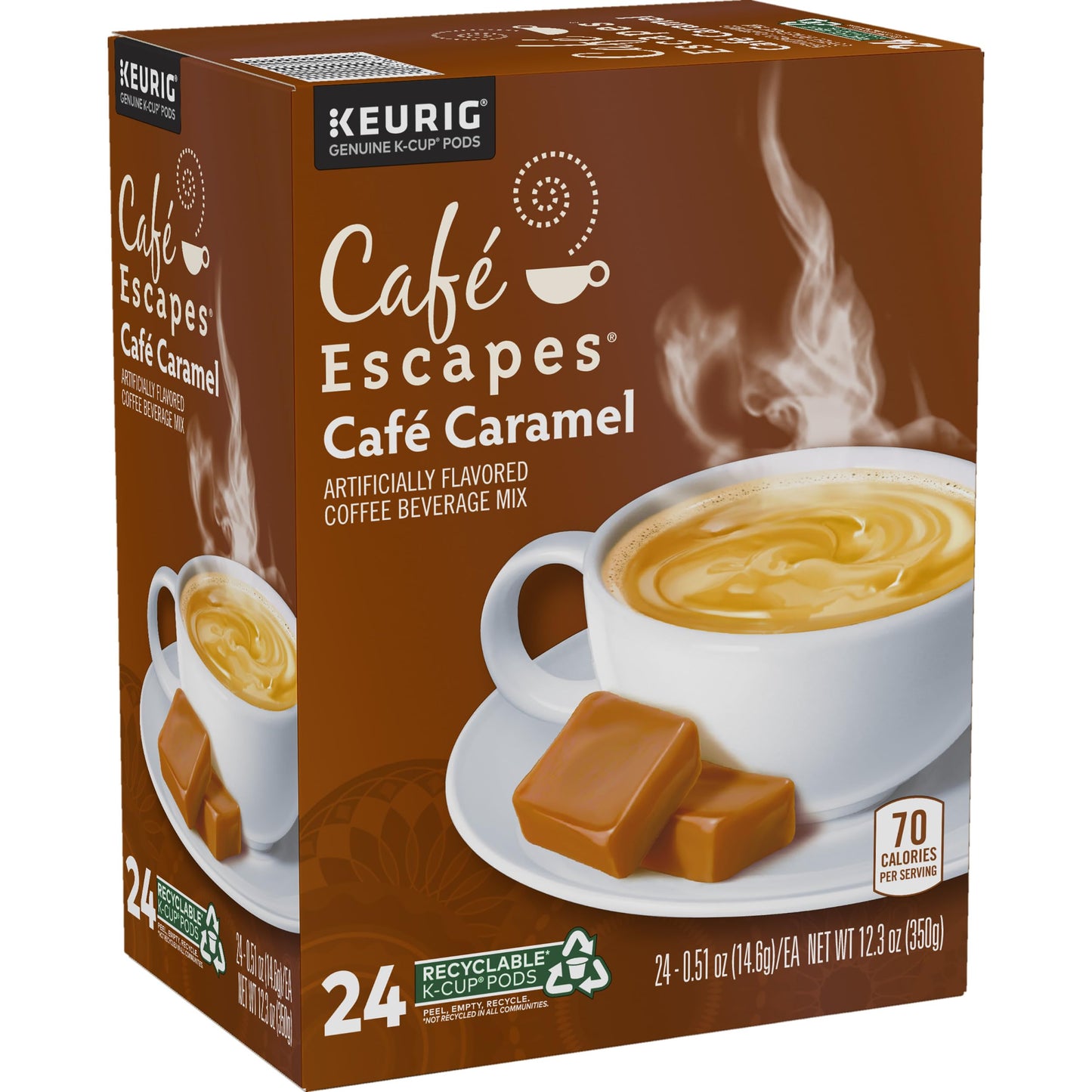 Café Escapes Café Caramel K-Cup Pods, 24 Count, Coffee Flavor, Model 99555068139
