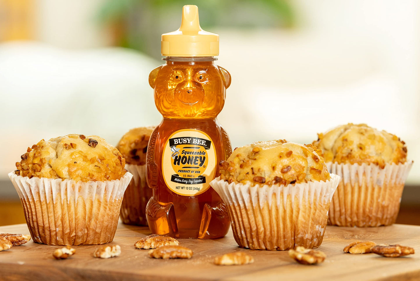 BUSY BEE Honey, Grade A Filtered, 12 Ounce (Pack of 3 Honey Bears)