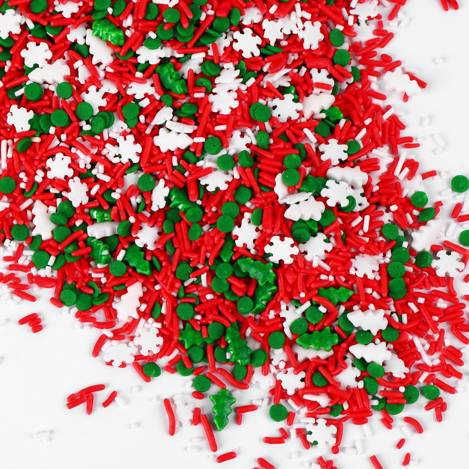 Christmas Tree Sprinkles for Cake Decorating Edible 4.2 ounce Snowflake Sprinkles Mix Red Green for Xmas Party New Year Cupcake 
