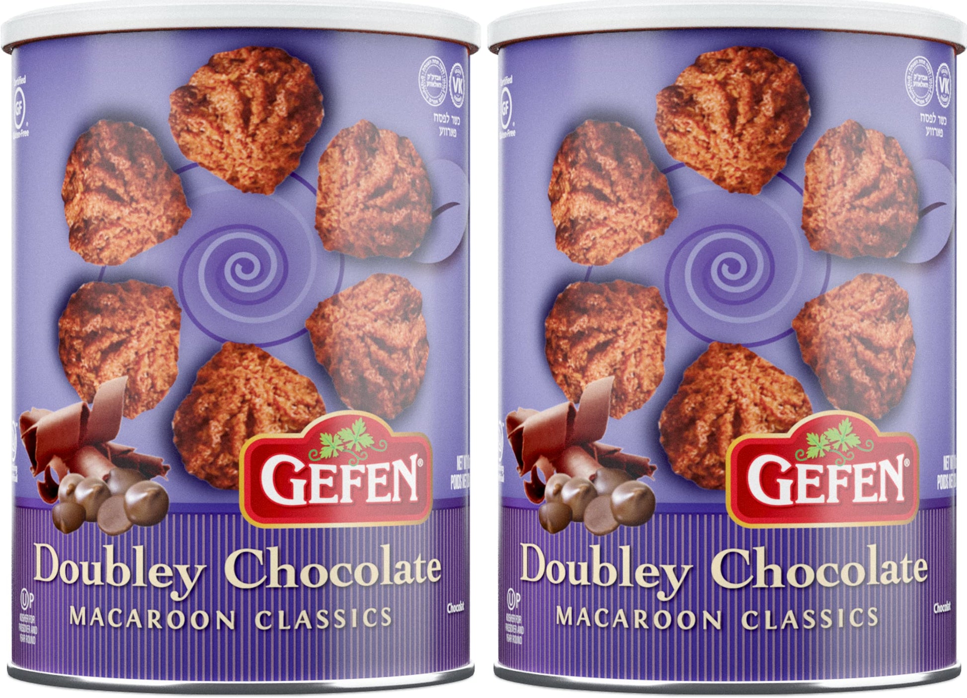 Gefen Double Chocolate Chip Macaroons, 10 Ounce (2 Pack) | Resealable Canister, Certified Gluten Free, Kosher for Passover