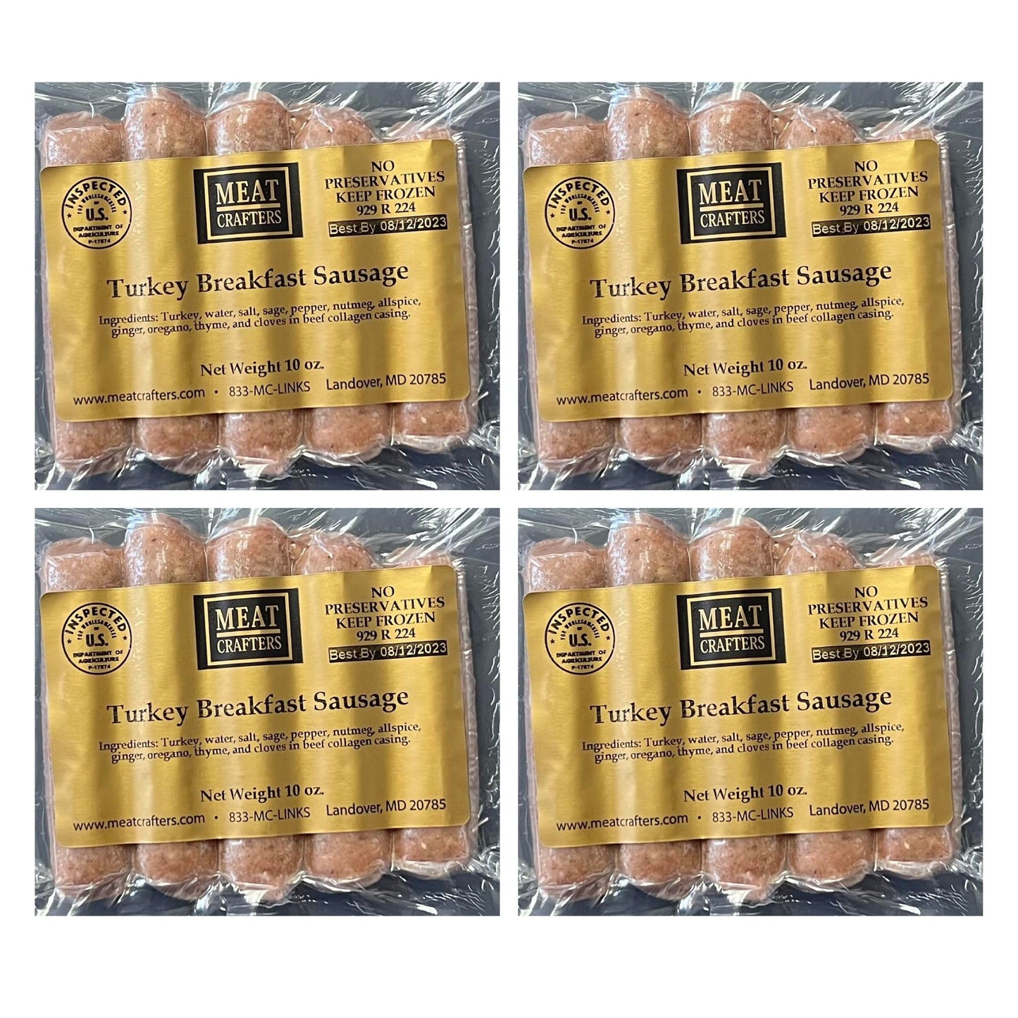 MeatCrafters Turkey Sausage, All Natural Turkey, Minimally Processed, No Artificial Ingredients, 10oz (4-Pack, 20 Total Links)