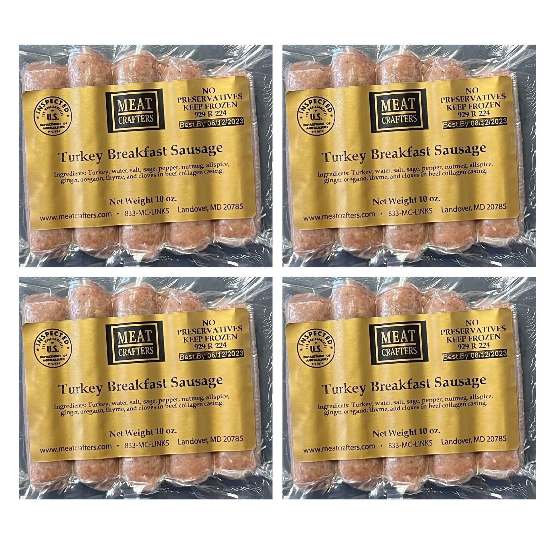 MeatCrafters Turkey Sausage, All Natural Turkey, Minimally Processed, No Artificial Ingredients, 10oz (4-Pack, 20 Total Links)