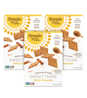 Simple Mills Honey Cinnamon Seed & Nut Flour Sweet Thins, Paleo Friendly & Delicious Sweet Thin Cookies, Good for Snacks, Nutrie