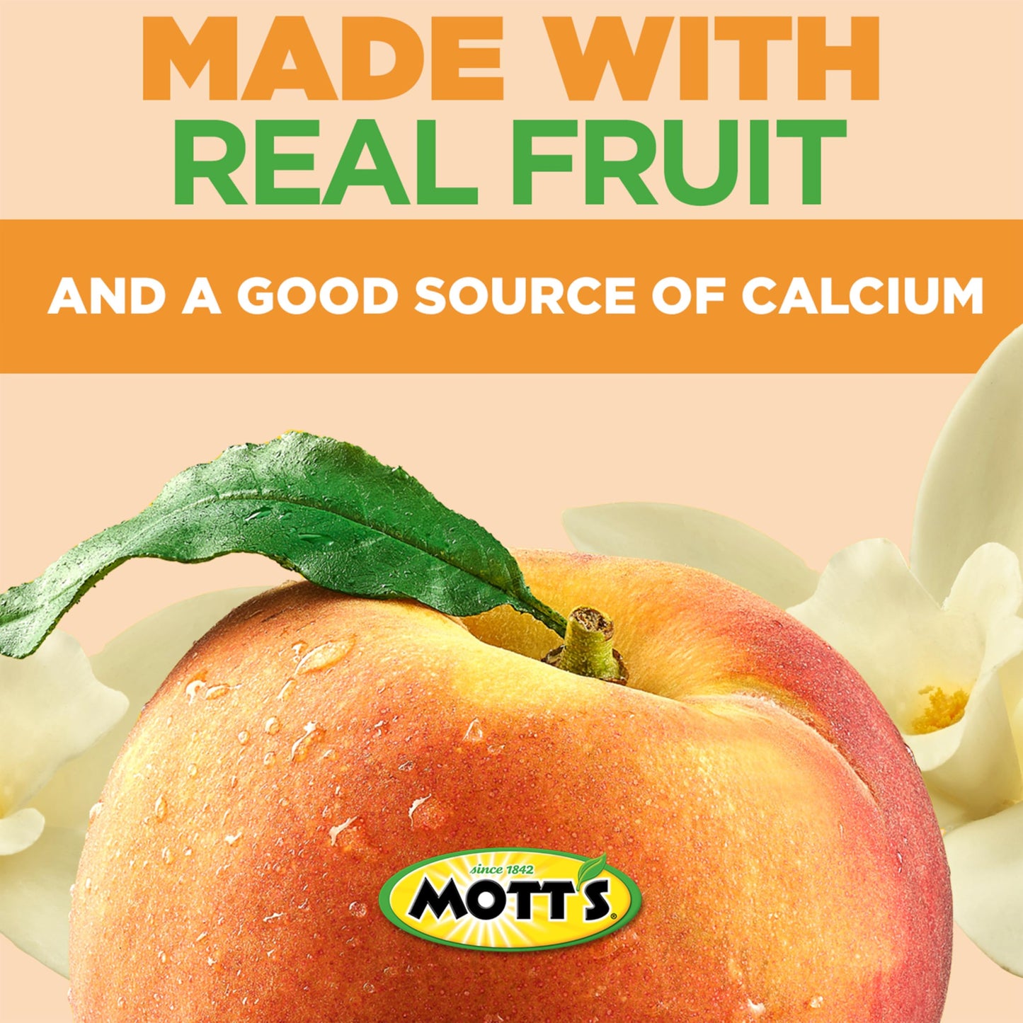 Motts Fruit Smoothies Vanilla Peach, 4.2 oz clear pouches, 8 Pack, Made With Milk, Made With Real Fruit, Good Source of Calcium,