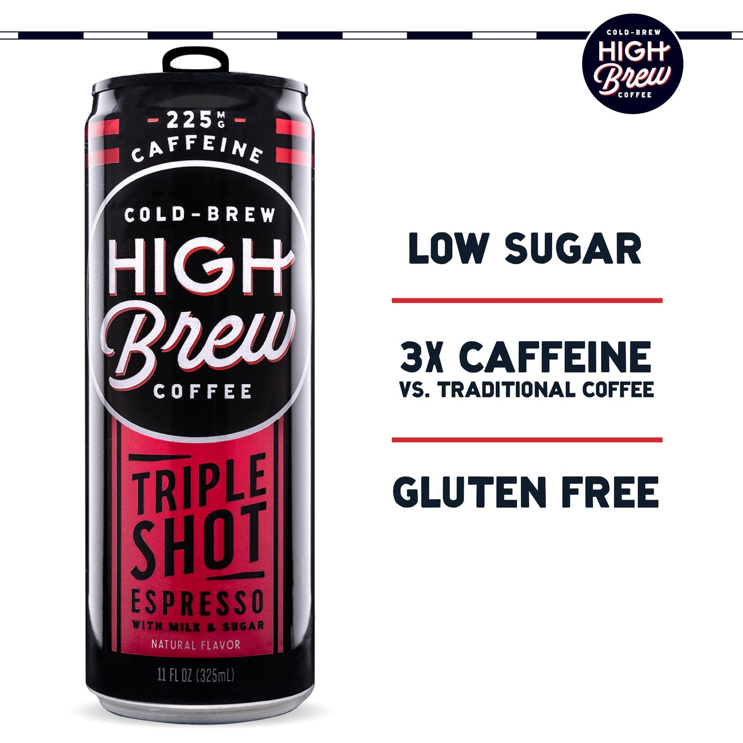 High Brew Coffee Cold Brew Espresso Triple Shot, 11 Fl Oz Can, Pack of 12