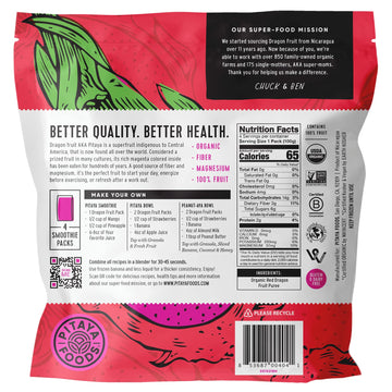 Pitaya Foods - Organic Dragon Fruit Smoothie Packs, Pre-Packaged Frozen Fruit Pur  E, No Added Sugar Or Preservatives, Good Sour