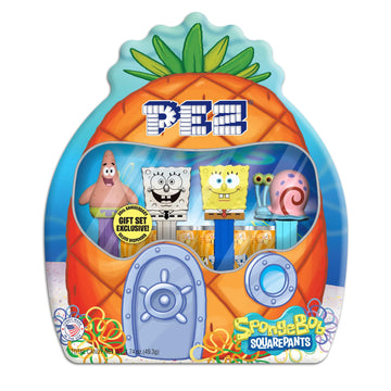 PEZ Spongebob Gift Set, Four Dispensers and Six Candy Refills in Collectible Tin