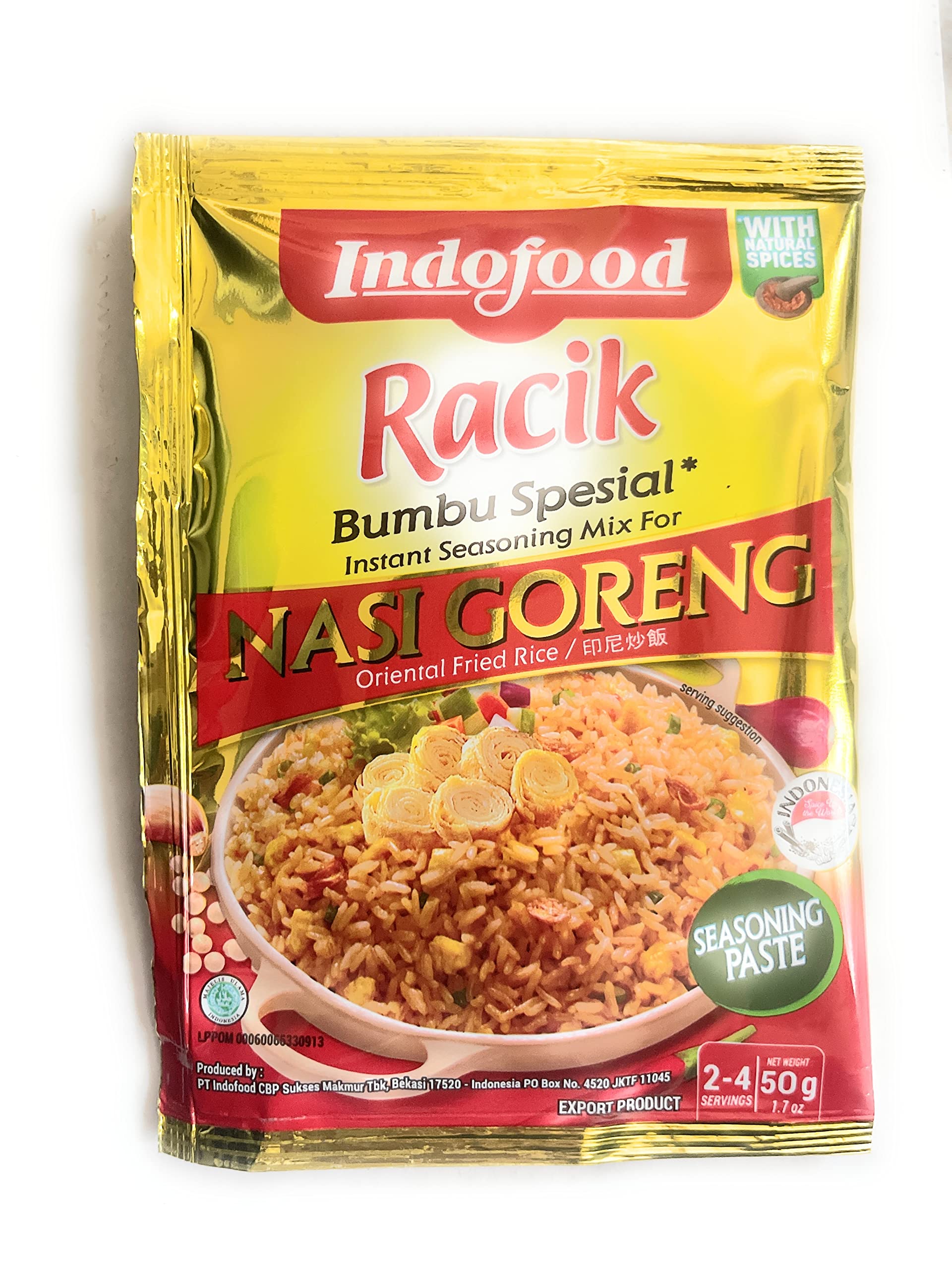 Indofood - Instant Seasoning Mix For - Nasi Goreng - Oriental Fried Rice - 6 X 1.7 Oz. / 50 G - Product Of Indonesia
