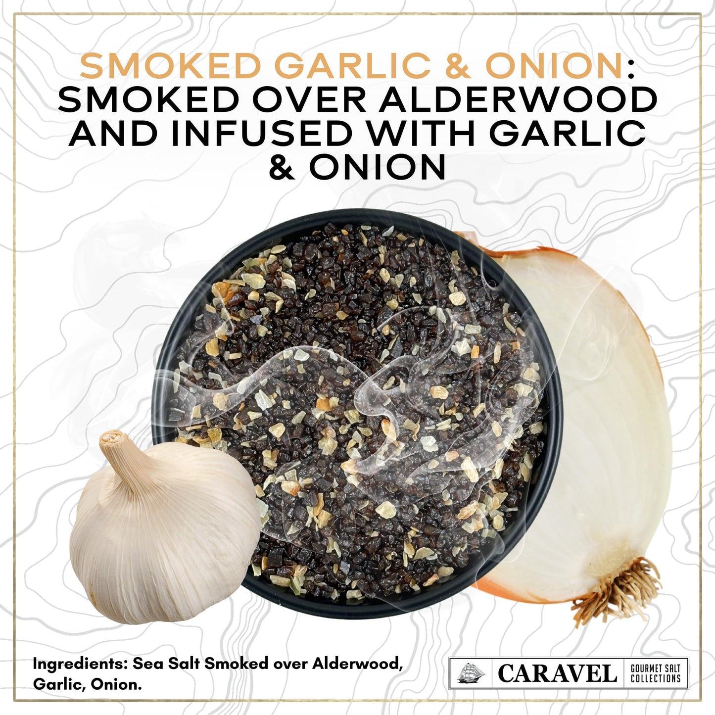 Caravel Gourmet Infused Sea Salt Mega Sampler - Smoked Bacon Chipotle, Salt & Pepper, Garlic Herb, Black Lava - 4 oz Jar 4-Pack